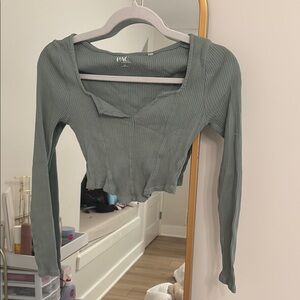 PacSun Women's Green Ribbed Top